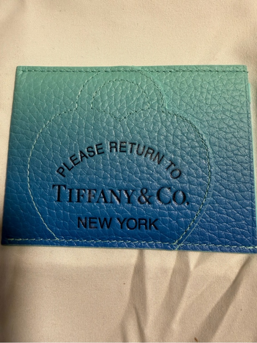 Tiffany & Co. Ombre Teal to Blue Leather Card Holder